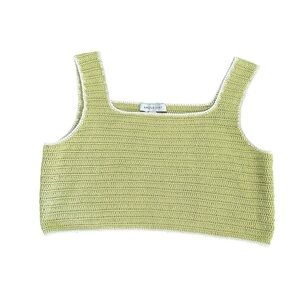 Amour Vert Green Ribbed Crop Tank Top